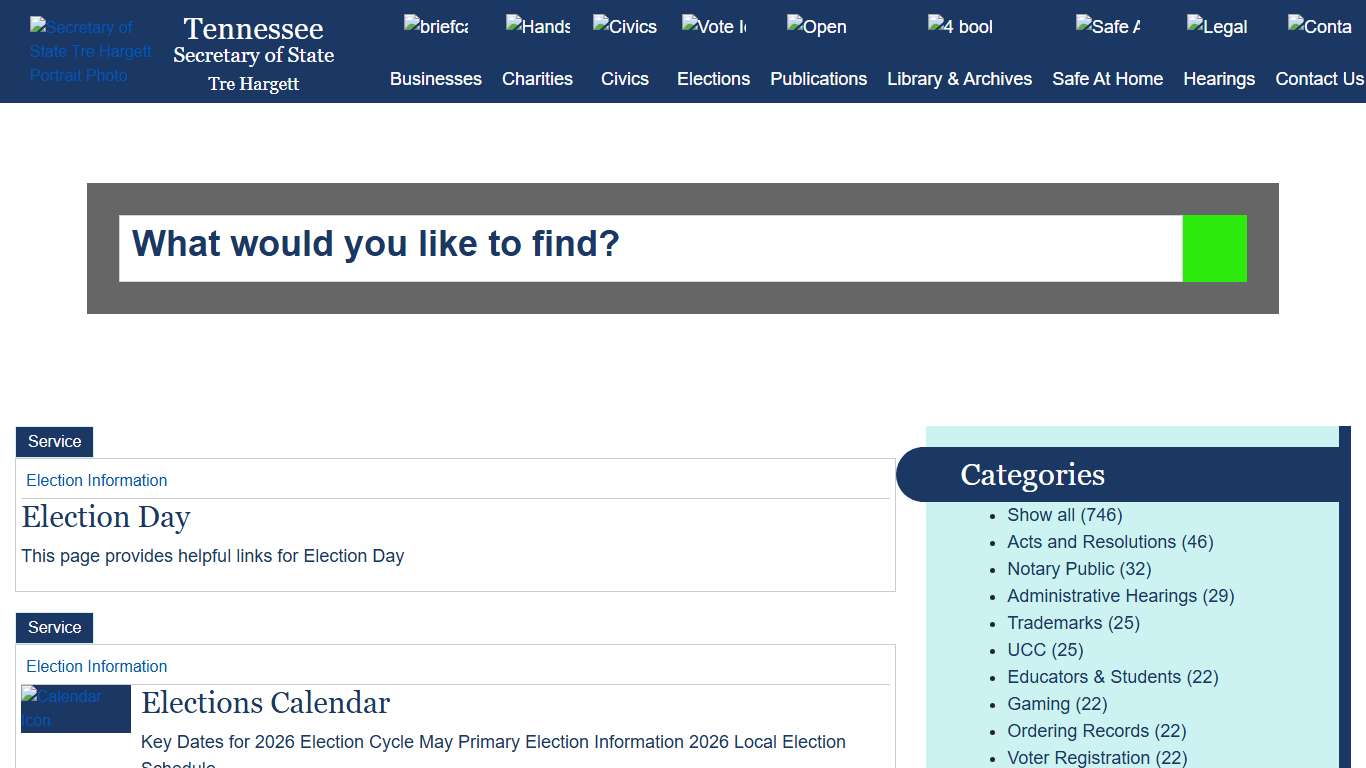 Search Tennessee Secretary of State