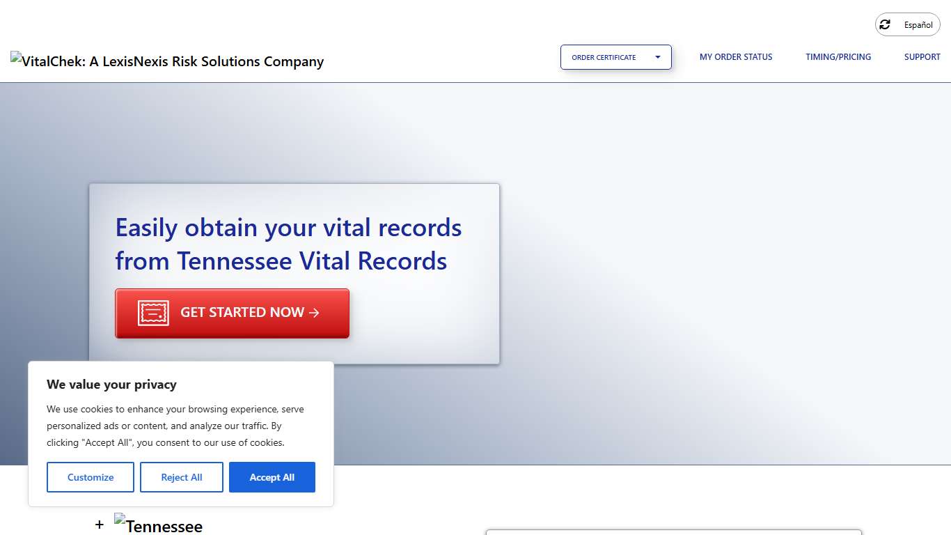 Tennessee Vital Records (TN) Order Certificates - VitalChek